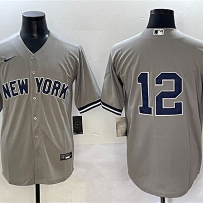 New York Yankees #12 Trent Grisham Gray Cool Base Stitched Baseball Jersey