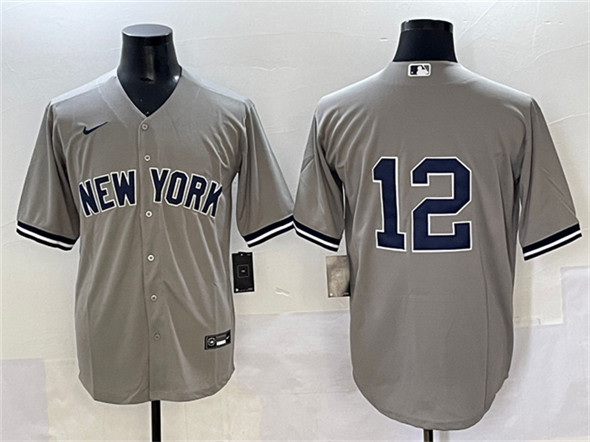 New York Yankees #12 Trent Grisham Gray Cool Base Stitched Baseball Jersey