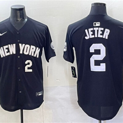 New York Yankees #2 Derek Jeter Black Limited Stitched Baseball Jersey