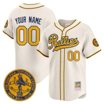 Philadelphia Phillies 1938 Heritage Vapor Premier Limited Custom Jersey - 'New?Sweden 300th?Anniversary' Patch Stitched Cream