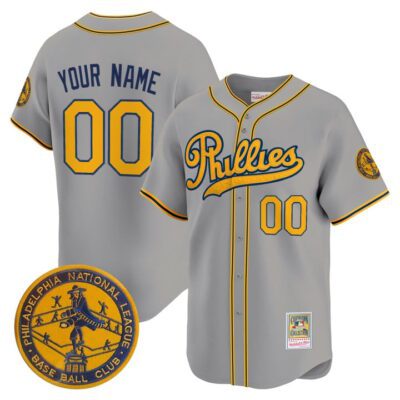 Philadelphia Phillies 1938 Heritage Vapor Premier Limited Custom Jersey - 'New?Sweden 300th?Anniversary' Patch Stitched Gray