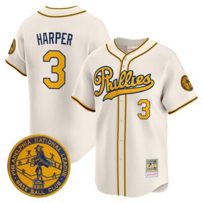 Philadelphia Phillies 1938 Heritage Vapor Premier Limited Jersey - 'New?Sweden 300th?Anniversary' Patch Stitched Cream Bryce Harper