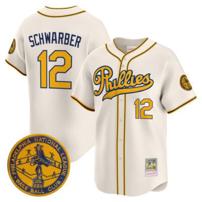 Philadelphia Phillies 1938 Heritage Vapor Premier Limited Jersey - 'New?Sweden 300th?Anniversary' Patch Stitched Cream Kyle Schwarber