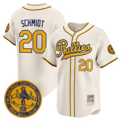 Philadelphia Phillies 1938 Heritage Vapor Premier Limited Jersey - 'New?Sweden 300th?Anniversary' Patch Stitched Cream Mike Schmidt