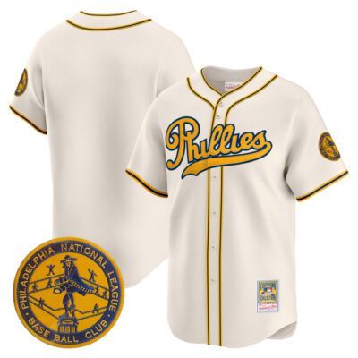 Philadelphia Phillies 1938 Heritage Vapor Premier Limited Jersey - 'New?Sweden 300th?Anniversary' Patch Stitched Cream Team