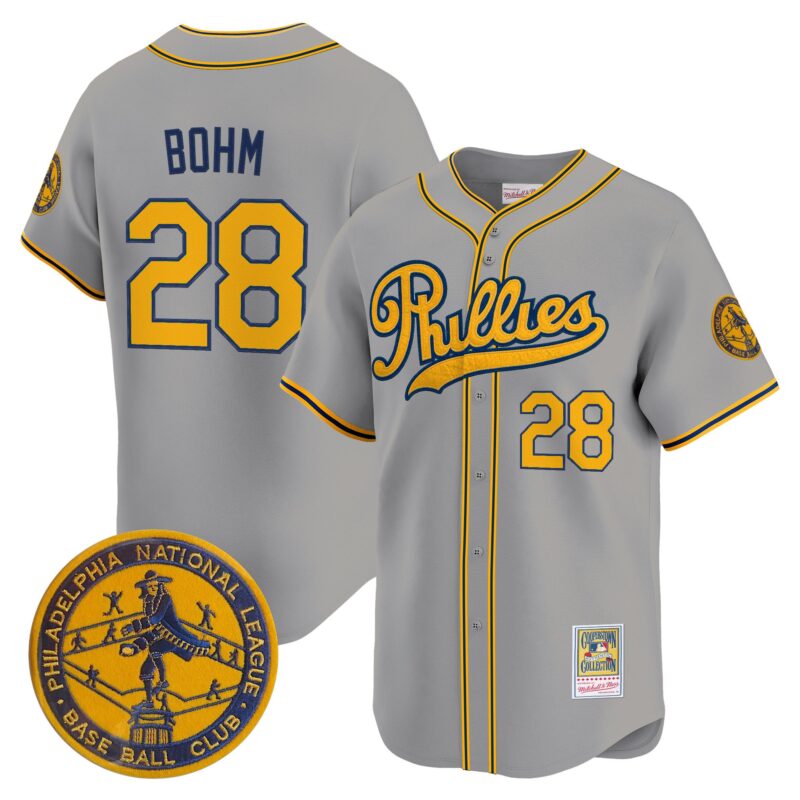 Philadelphia Phillies 1938 Heritage Vapor Premier Limited Jersey - 'New?Sweden 300th?Anniversary' Patch Stitched Gray Alec Bohm