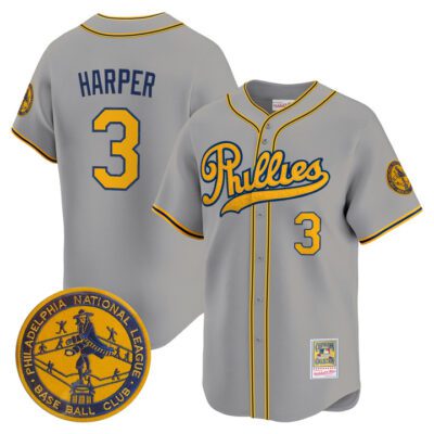 Philadelphia Phillies 1938 Heritage Vapor Premier Limited Jersey - 'New?Sweden 300th?Anniversary' Patch Stitched Gray Bryce Harper