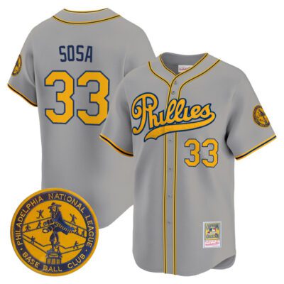 Philadelphia Phillies 1938 Heritage Vapor Premier Limited Jersey - 'New?Sweden 300th?Anniversary' Patch Stitched Gray Edmundo Sosa