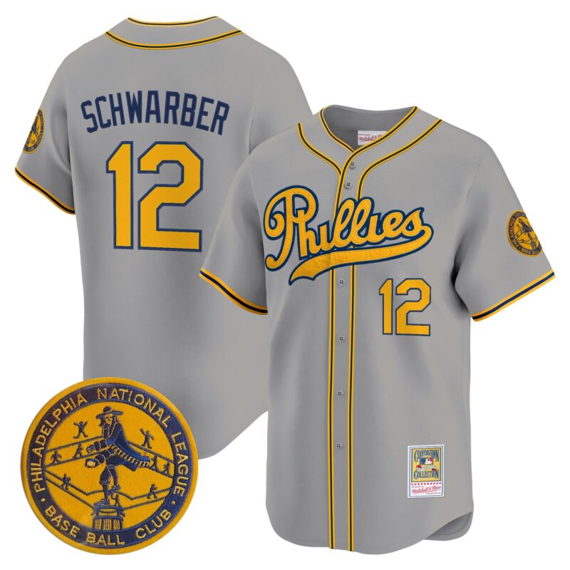 Philadelphia Phillies 1938 Heritage Vapor Premier Limited Jersey - 'New?Sweden 300th?Anniversary' Patch Stitched Gray Kyle Schwarber