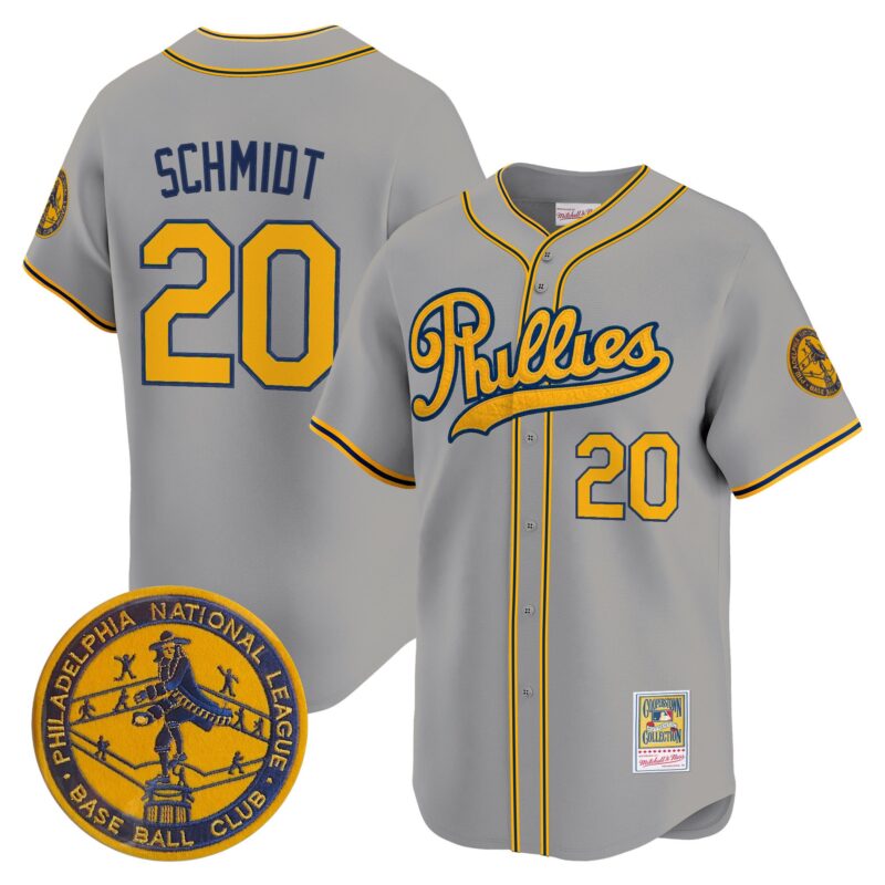 Philadelphia Phillies 1938 Heritage Vapor Premier Limited Jersey - 'New?Sweden 300th?Anniversary' Patch Stitched Gray Mike Schmidt