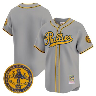 Philadelphia Phillies 1938 Heritage Vapor Premier Limited Jersey - 'New?Sweden 300th?Anniversary' Patch Stitched Gray Team