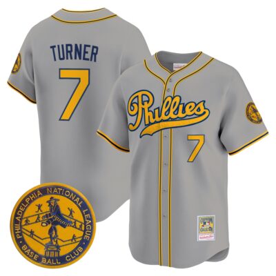 Philadelphia Phillies 1938 Heritage Vapor Premier Limited Jersey - 'New?Sweden 300th?Anniversary' Patch Stitched Gray Trea Turner