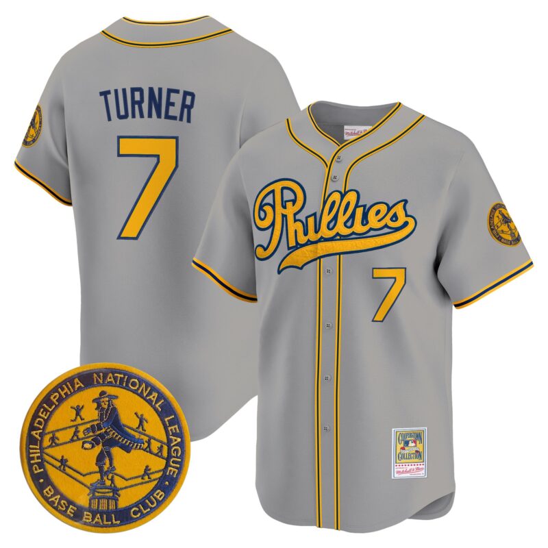 Philadelphia Phillies 1938 Heritage Vapor Premier Limited Jersey - 'New?Sweden 300th?Anniversary' Patch Stitched Gray Trea Turner