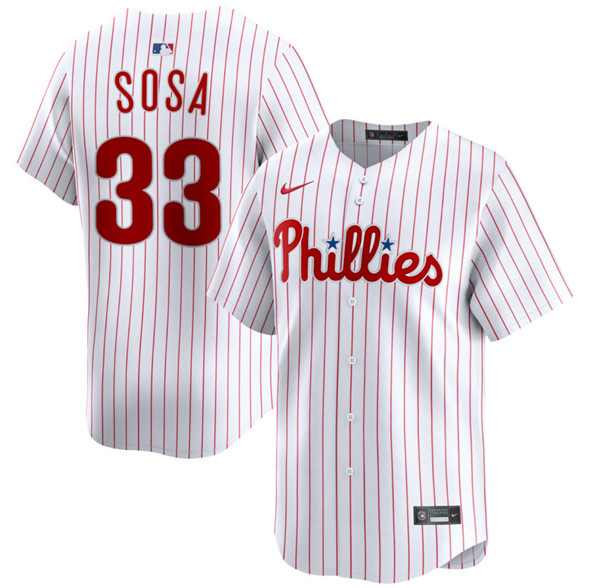 Philadelphia Phillies #33 Edmundo Sosa White Limited Stitched Baseball Jersey