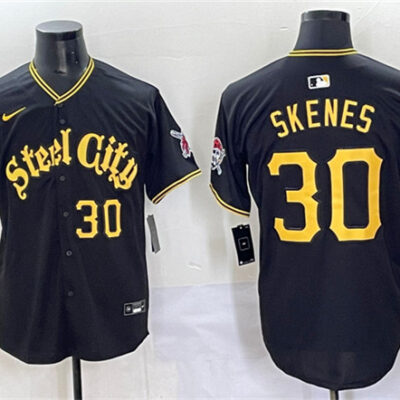 Pittsburgh Pirates #30 Paul Skenes Black 412 Patch Vapor Premier Limited Stitched Baseball Jersey