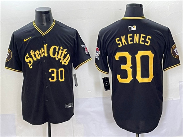 Pittsburgh Pirates #30 Paul Skenes Black 412 Patch Vapor Premier Limited Stitched Baseball Jersey