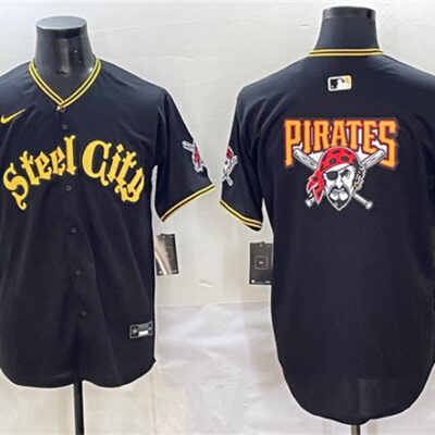 Pittsburgh Pirates Team Big Logo Black 412 Patch Vapor Premier Limited Stitched Baseball Jersey