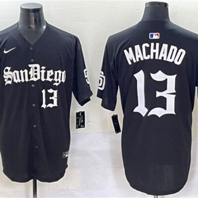 San Diego Padres #13 Manny Machado Black Gothic Edition Vapor Limited Stitched Baseball Jersey