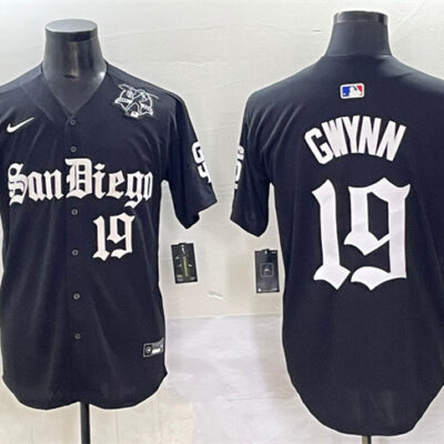 San Diego Padres #19 Tony Gwynn Black Gothic Edition Vapor Limited Stitched Baseball Jersey