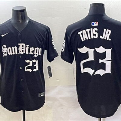 San Diego Padres #23 Fernando Tatis Jr. Black Gothic Edition Vapor Limited Stitched Baseball Jersey