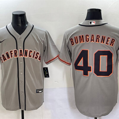 San Francisco Giants #40 Madison Bumgarner Gray Cool Base Stitched Baseball Jersey