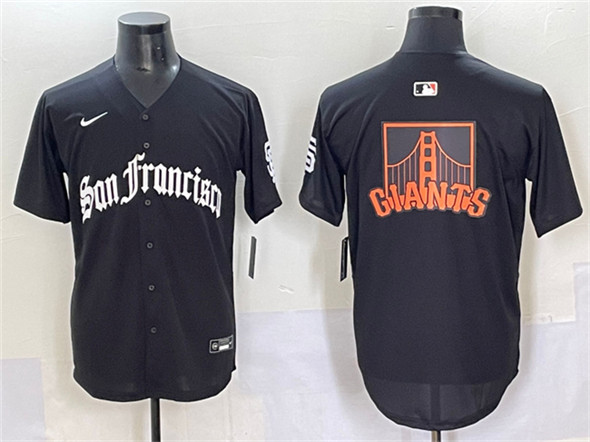 San Francisco Giants Team Big Logo Black 'Gothic Fog Edition' Vapor Premier Limited Stitched Jersey