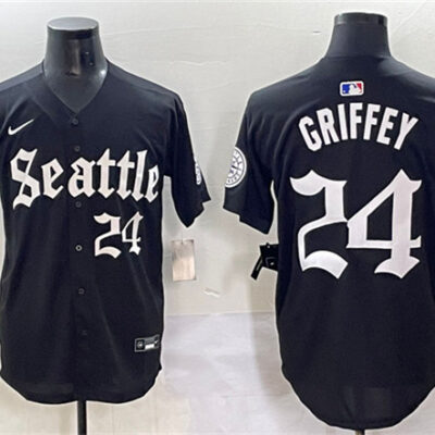 Seattle Mariners #24 Ken Griffey Jr. Black 'Deep Sea Gothic Edition' Vapor Premier Limited Stitched Baseball Jersey