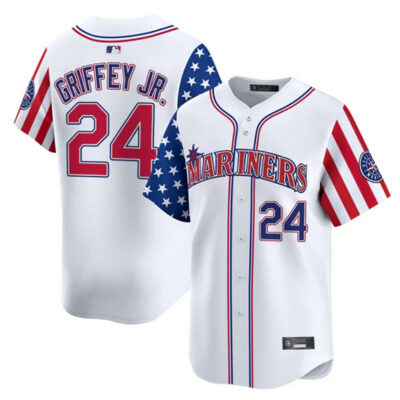 Seattle Mariners #24 Ken Griffey Jr. White 2025 Independence Day Limited Stitched Jersey