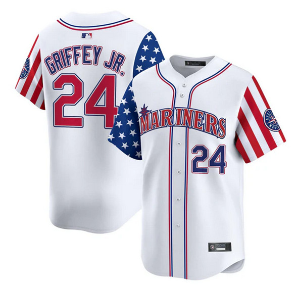 Seattle Mariners #24 Ken Griffey Jr. White 2025 Independence Day Limited Stitched Jersey