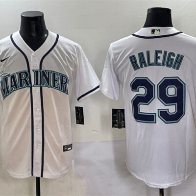 Seattle Mariners #29 Cal Raleigh White Cool Base Stitched Baseball Jersey