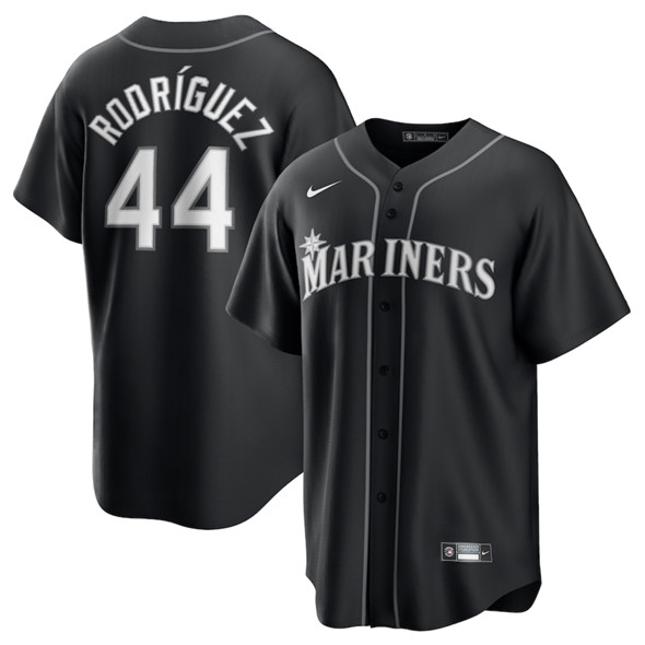 Seattle Mariners #44 Julio Rodriguez Black Lights Out Limited Stitched Baseball Jersey