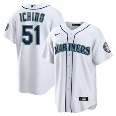 Seattle Mariners #51 Ichiro Suzuki White Cool Base Stitched Baseball Jersey