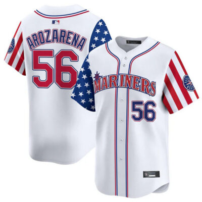 Seattle Mariners #56 Randy Arozarena White 2025 Independence Day Limited Stitched Jersey