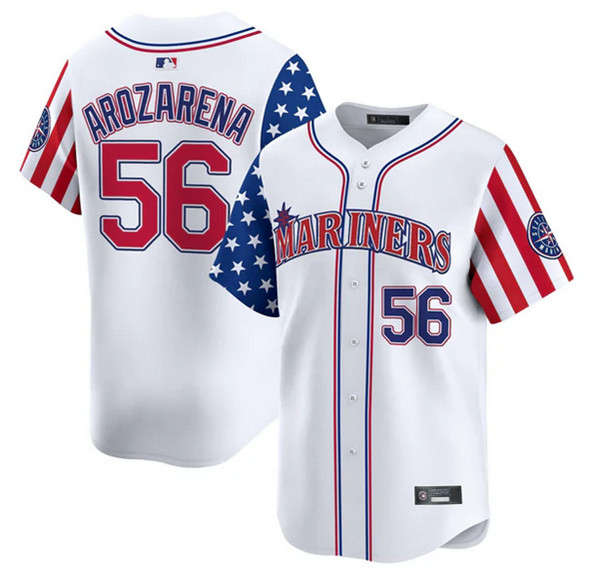 Seattle Mariners #56 Randy Arozarena White 2025 Independence Day Limited Stitched Jersey