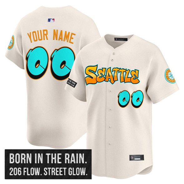 Seattle Mariners Active Player Custom Cream 2025 'Graffiti Emerald Drop Edition' Vapor Premier Limited Stitched Jersey
