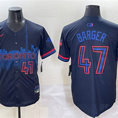 Toronto Blue Jays #47 Addison Barger Navy 2024 City Connect Limited Stitched Baseball Jersey