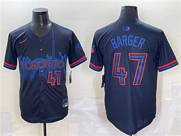 Toronto Blue Jays #47 Addison Barger Navy 2024 City Connect Limited Stitched Baseball Jersey