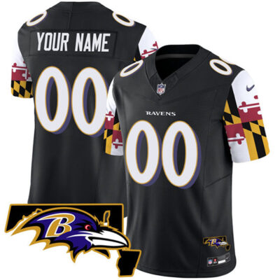 Baltimore Ravens Active Player Custom Black 2025 F.U.S.E. Maryland Flag V2 Vapor Limited Football Jersey