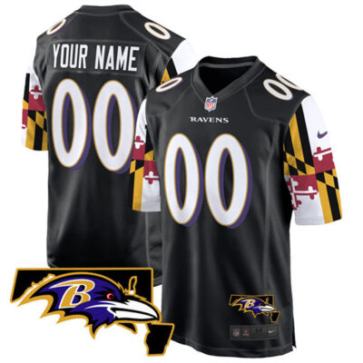 Baltimore Ravens Active Player Custom Black Maryland Flag Vapor Limited Football Game Jersey