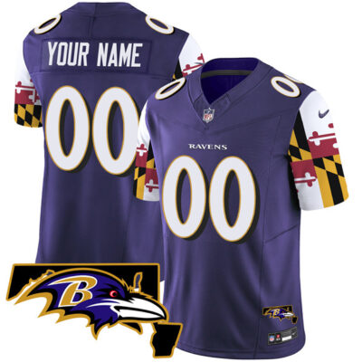 Baltimore Ravens Active Player Custom Purple 2025 F.U.S.E. Maryland Flag V2 Vapor Limited Football Jersey