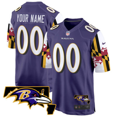 Baltimore Ravens Active Player Custom Purple Maryland Flag Vapor Limited Football Game Jersey