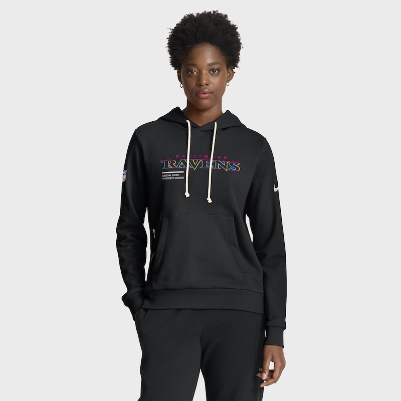 Baltimore Ravens Women's 2025 NFL Crucial Catch Sideline Standard Issue Dri-FIT Hoodie - Black
