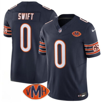 Chicago Bears #0 D'Andre Swift Navy 2025 F.U.S.E. With VMH Patch Vapor Untouchable Limited Football Stitched Jersey