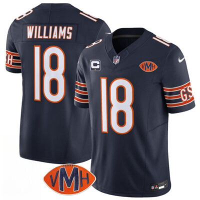 Chicago Bears #18 Caleb Williams Navy 2025 F.U.S.E. With 1-Star C Patch And VMH Patch Vapor Untouchable Limited Football Stitched Jersey