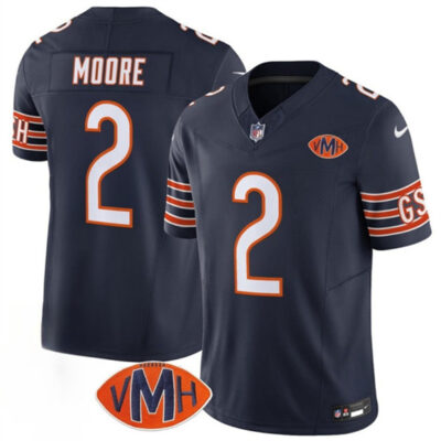 Chicago Bears #2 D.J. Moore Navy 2025 F.U.S.E. With VMH Patch Vapor Untouchable Limited Football Stitched Jersey