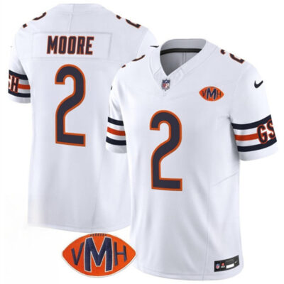 Chicago Bears #2 D.J. Moore White 2025 F.U.S.E. With VMH Patch Vapor Untouchable Limited Football Stitched Jersey