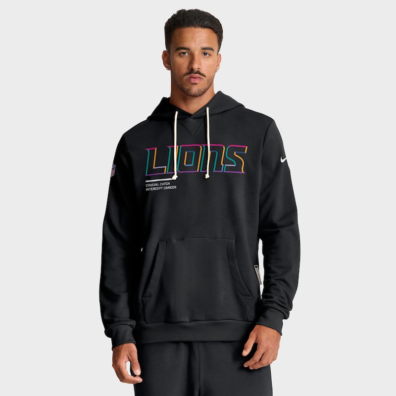 Detroit Lions 2025 NFL Crucial Catch Sideline Standard Issue Dri-FIT Hoodie - Black