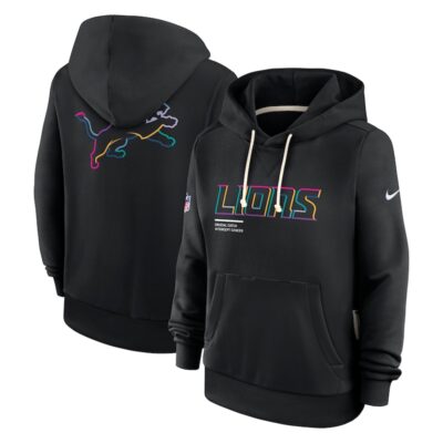 Detroit Lions Women's 2025 NFL Crucial Catch Sideline Standard Issue Dri-FIT Hoodie - Black