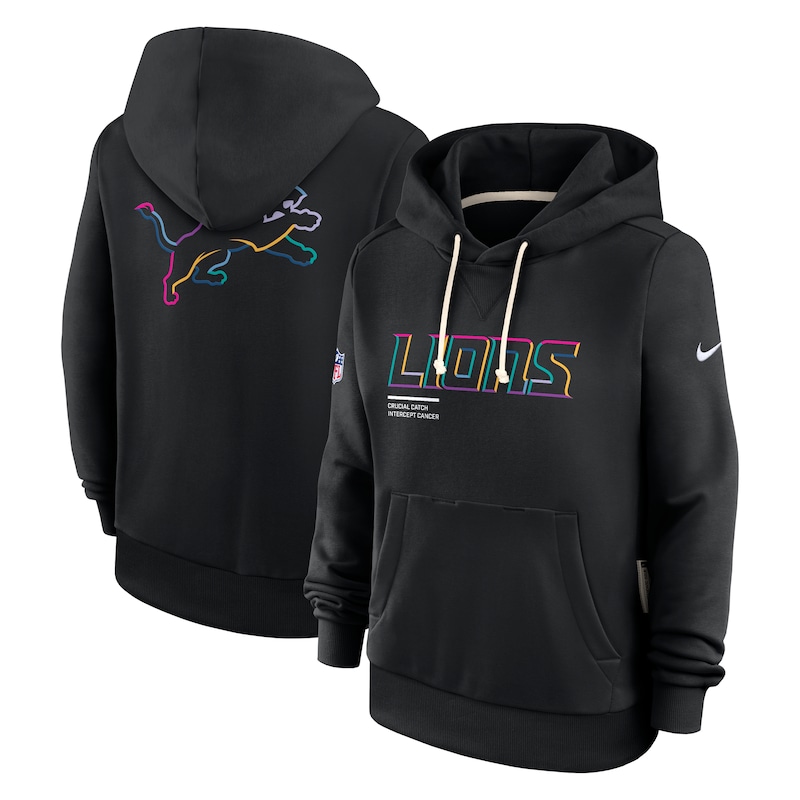 Detroit Lions Women's 2025 NFL Crucial Catch Sideline Standard Issue Dri-FIT Hoodie - Black