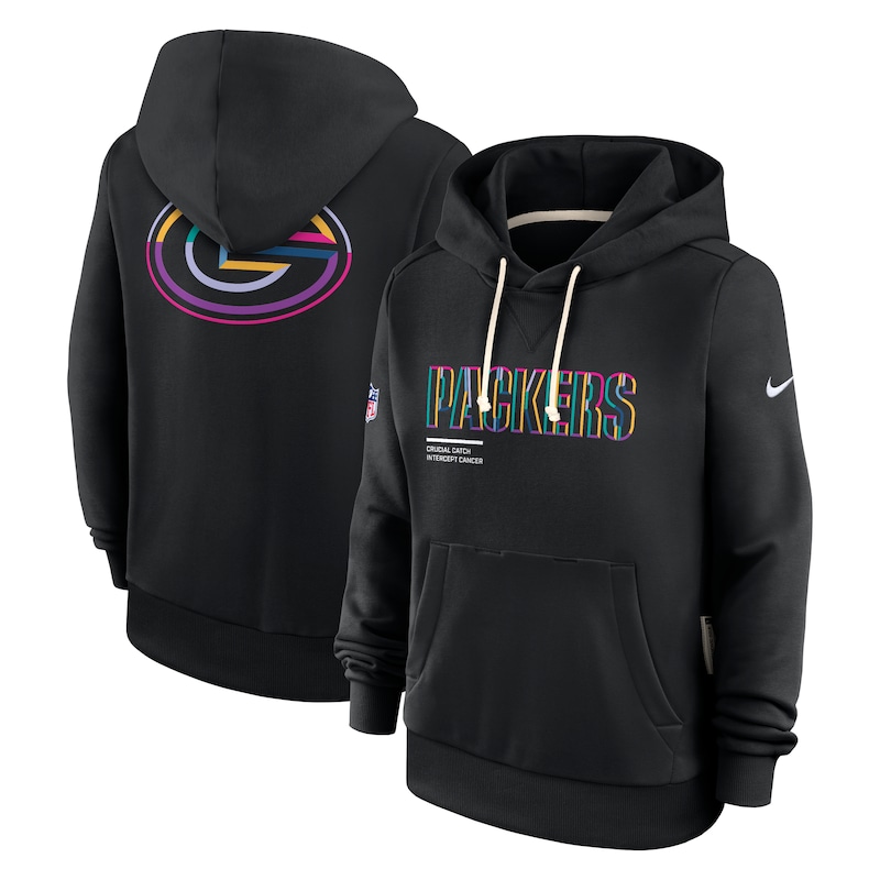 Green Bay Packers Women's 2025 NFL Crucial Catch Sideline Standard Issue Dri-FIT Hoodie - Black